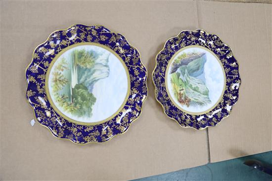 A Wedgwood bone china topographical seventeen piece dessert service, c.1880,